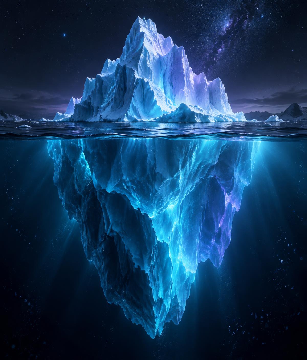 Iceberg representando as camadas visíveis e ocultas de uma operação